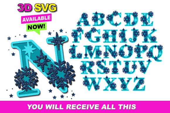 Alphabet 3D SVG Snowflake: Creative Cut Files