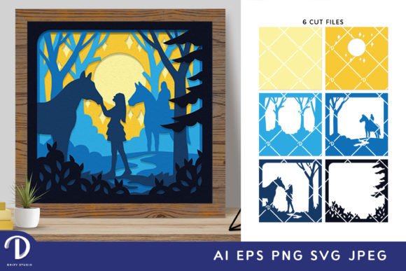 Capturing Connection: The Magic of a Girl and a Horse 3D Shadow Box Paper Cut