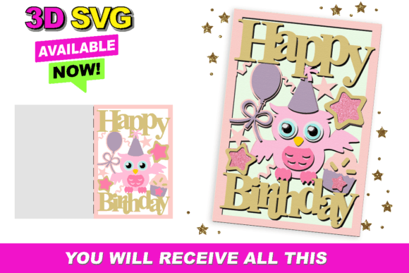 Celebrate with a 3D Happy Birthday Card Owl Design