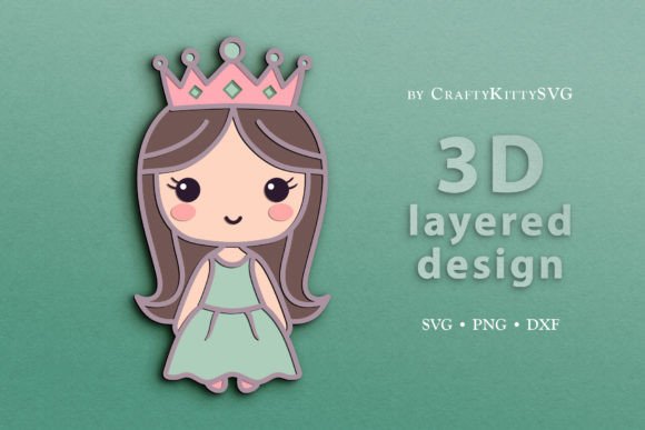 Cute Princess 3D Layered SVG Cut File Guide