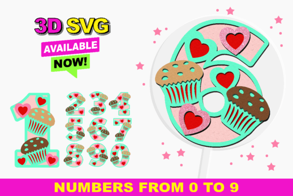 Elevate Celebrations with Cupcake Numbers 3D SVG