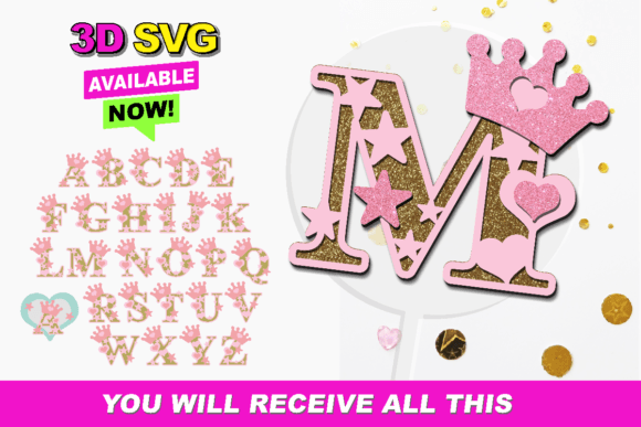 Elevate Your Crafts with the Alphabet 3D SVG Princess Design