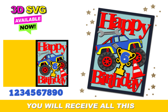 Evaluating the Happy Birthday Card Monster Truck 3D SVG Design