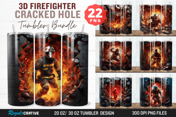Mastering Sublimation with the 3D Firefighter Cracked Hole Tumbler Bundle