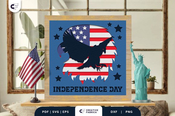 Military Eagle 3D Light Box: A Patriotic Paper Cut Masterpiece