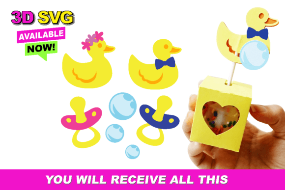 Rubber Duckie Cake Pop Box 3D SVG Guide