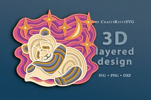 Sleeping Panda 3D Layered SVG Cut File