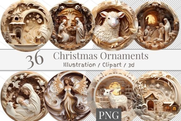 Transform Your Holiday Projects with 36 Christmas Ornament Deco 3d Wood 879