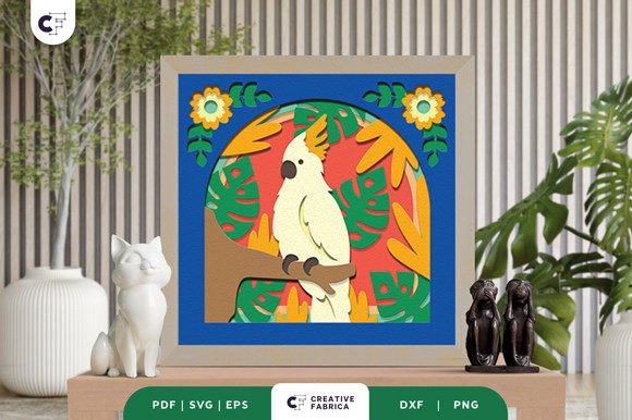 Tropical Cockatoo 3D Paper Cut SVG Guide