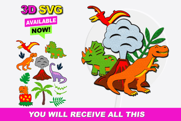 Unlocking Prehistoric Creativity with Dinosaur Silhouette Elements 3D SVG